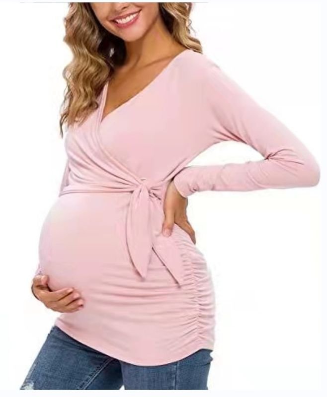 Pregnant Women Fashion Casual V-Neck Cross Breastfeeding Top