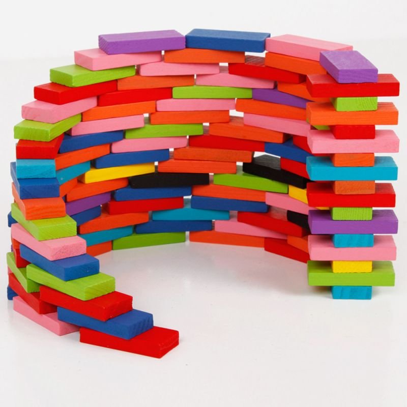 120pcs Children Wooden Rainbow Domino Blocks Set Toy Kid Early Learning Creative Wooden Blocks Educational Toy