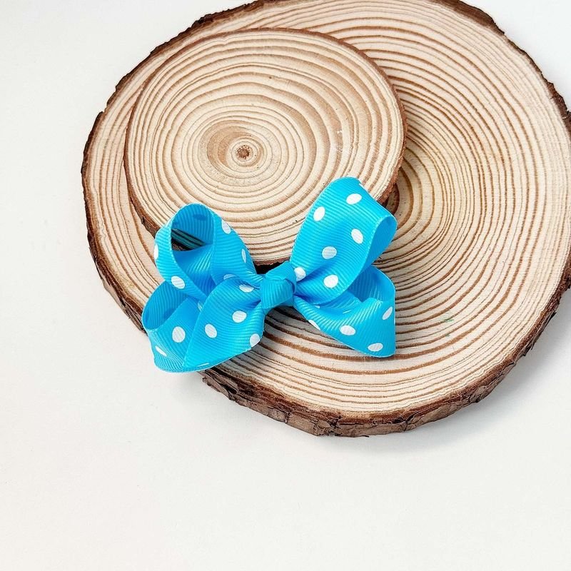 Kids Girls Cute Polka Dot Print Bow Hairpin