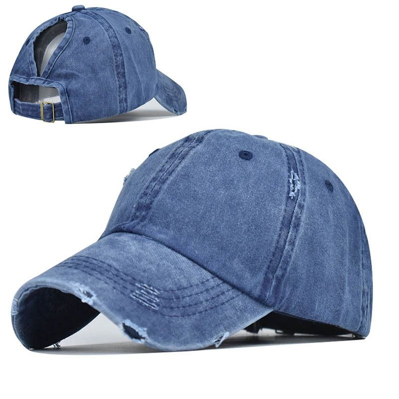 Washed Ripped Baseball Cap Women Outdoor Sports Sun Hat Custom Cap