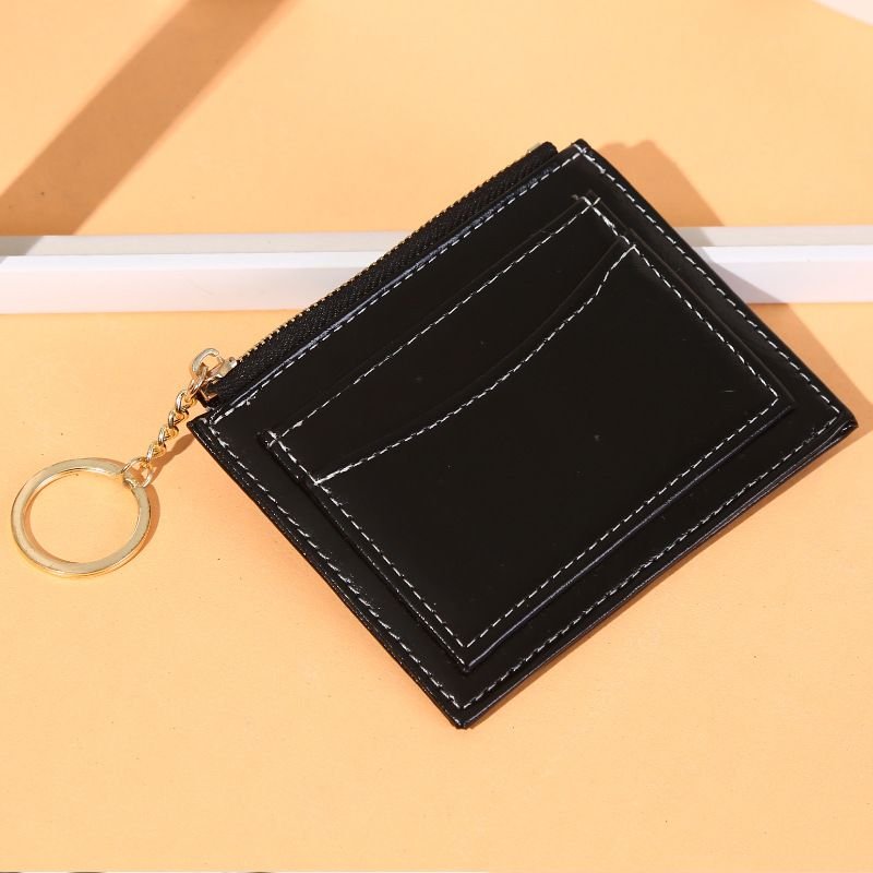 Women Simple Solid Color Square Zipper Mini Wallet