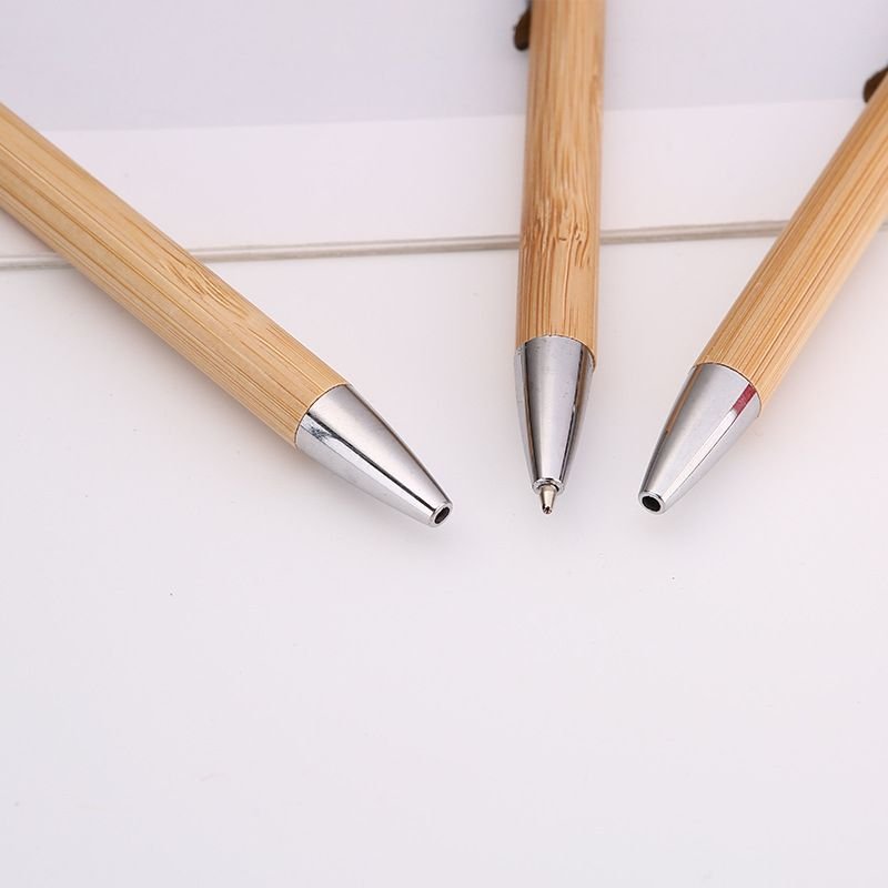 Simple Bamboo Push Ball-Point Pen