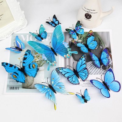 Cartoon Creative Single-Layer Simulation Three-Dimensional Butterfly Home Wall Decoration 12-Set