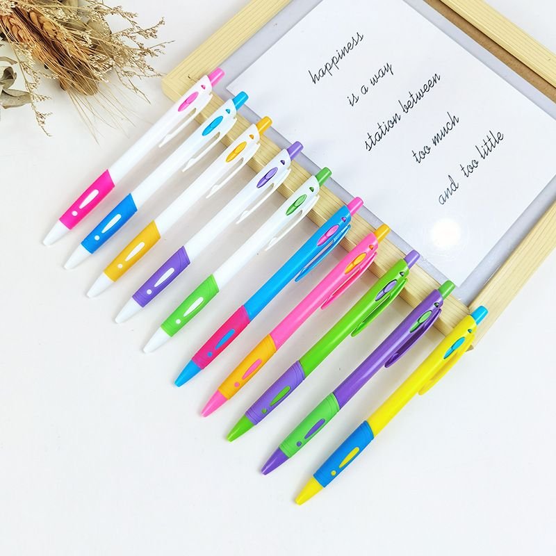 Simple Candy Color Push Ballpoint Pen Student Stationery