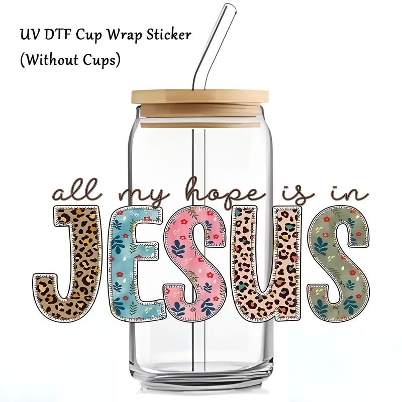 Simple Fashion Cartoon Letter UV Transfer Glass Cup Crystal Sticker