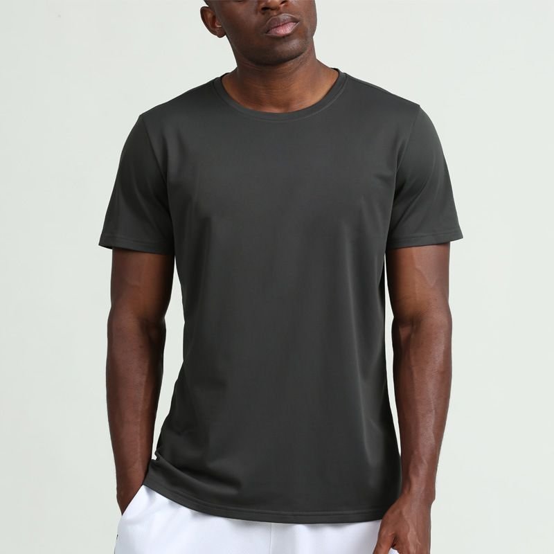 Men Casual Basic Solid Color Quick Drying Short Sleeve Round Neck Sports T-Shirt