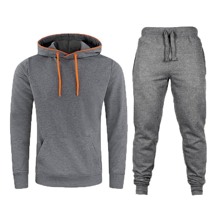 Men Casual Sports Basic Plus Size Long Sleeve Hoodies Trousers Sets