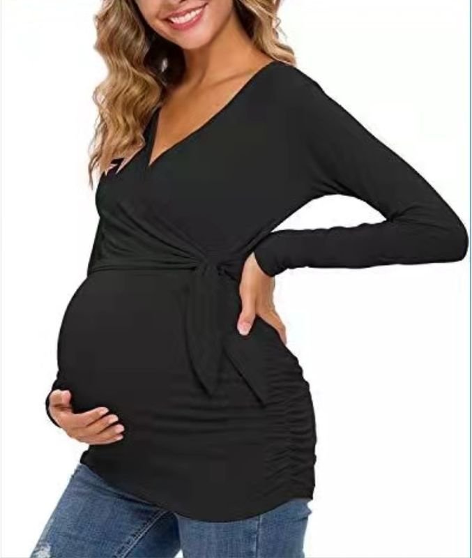 Pregnant Women Fashion Casual V-Neck Cross Breastfeeding Top