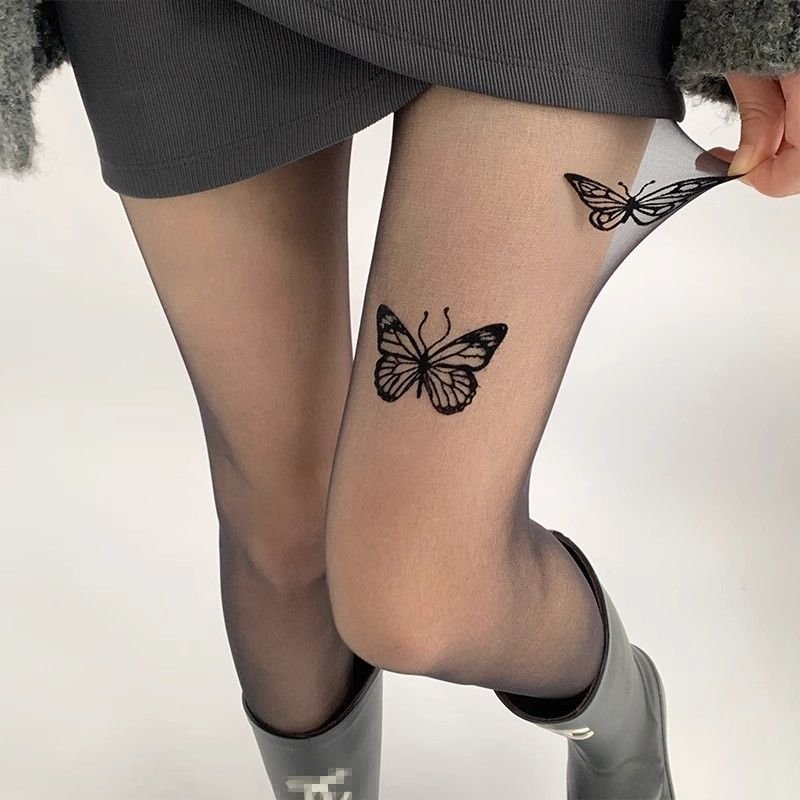 Women Fashion Sexy Black Bow Print Pantyhose