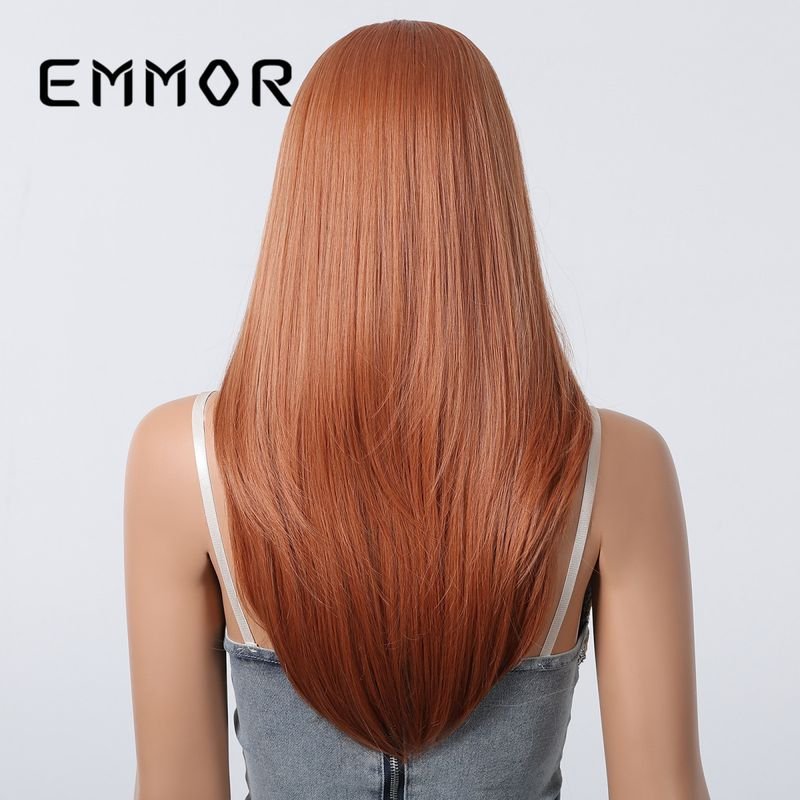 Women Fashion Orange Long Straight Wig