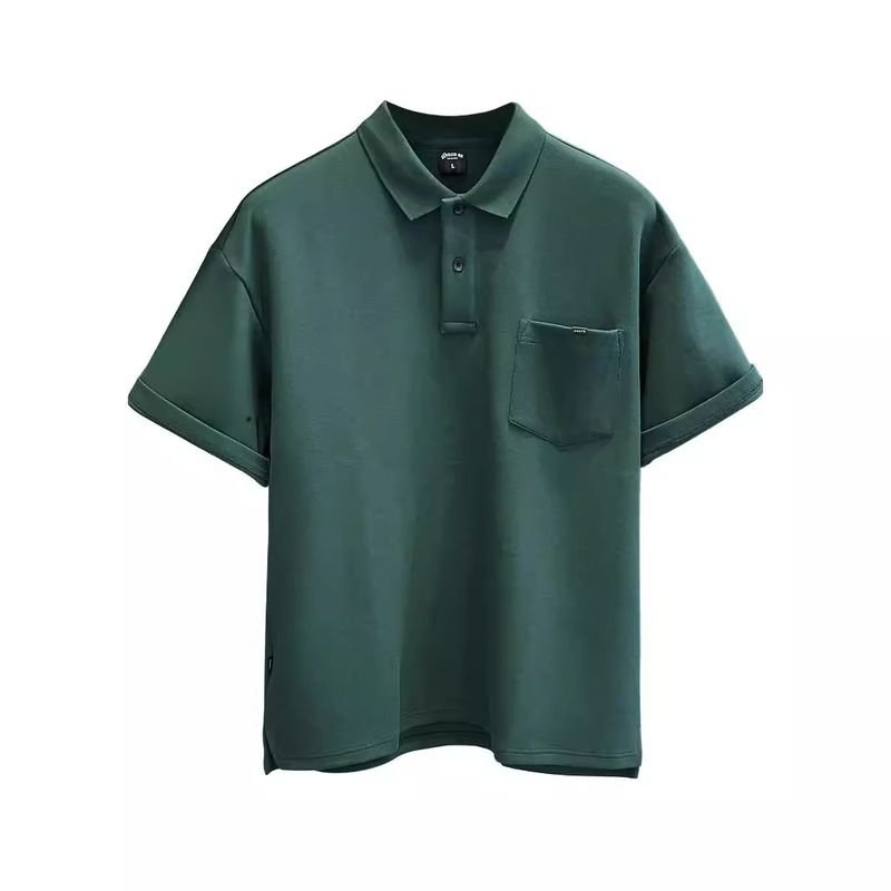 Men Fashion Casual Basic Solid Color Short Sleeve Lapel POLO Shirt