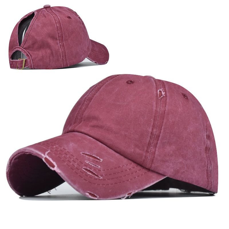 Washed Ripped Baseball Cap Women Outdoor Sports Sun Hat Custom Cap