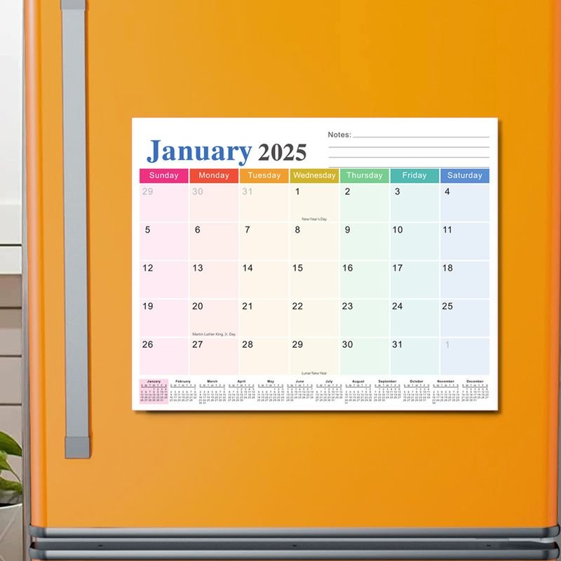 2025 English Calendar Magnetic Tearable Refrigerator Sticker Household Calendar Schedule