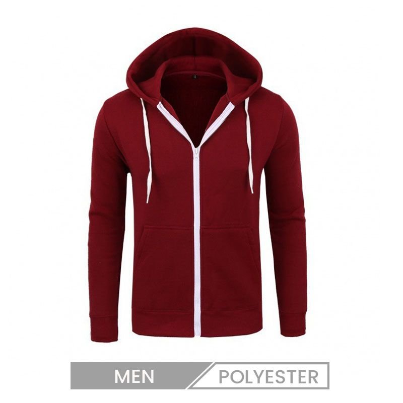 Fashion Casual Zipper Men Solid Color Sports Hoodie Custom