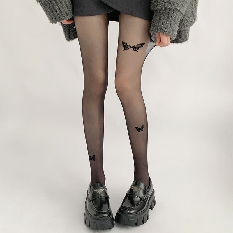 Women Fashion Sexy Black Bow Print Pantyhose