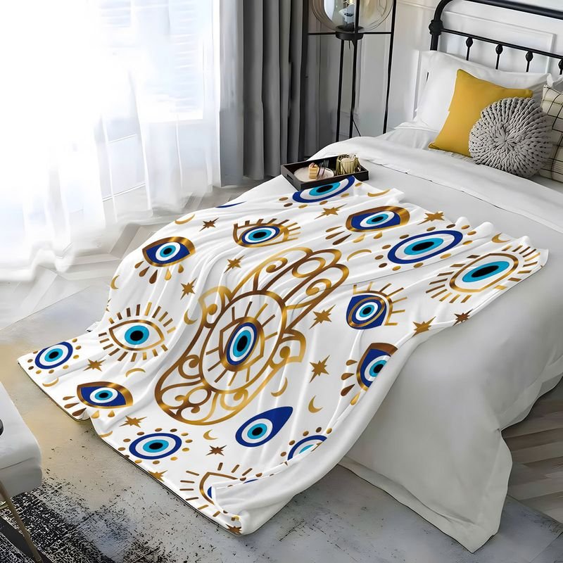 130*100cm Evil Eye 3d Printed Flannel Blanket