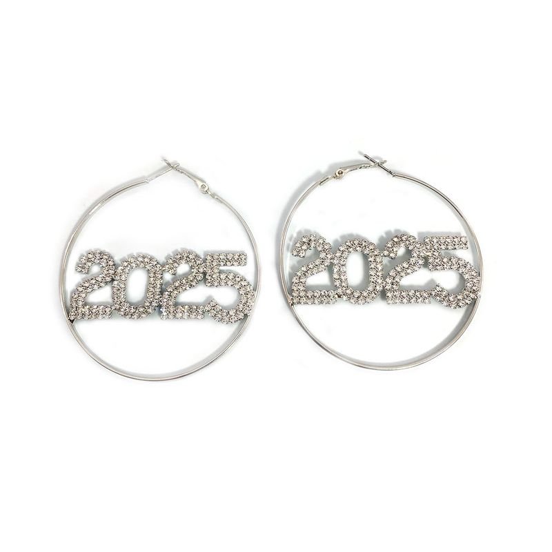 2025 Rhinestone Women New Year Party Hoop Earrings