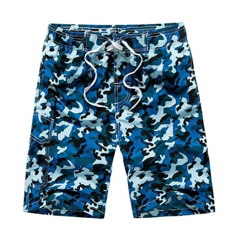 Men Camouflage Print Quick Drying Loose Beach Shorts