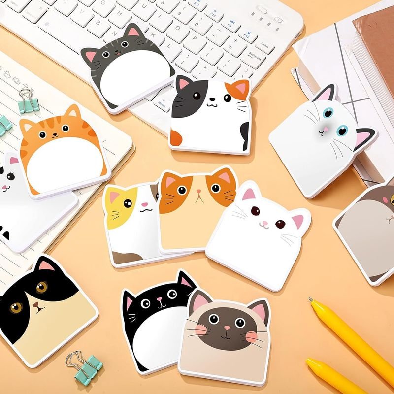 Simple Cartoon Cute Cat Notes Post-It Notes 12-Bag