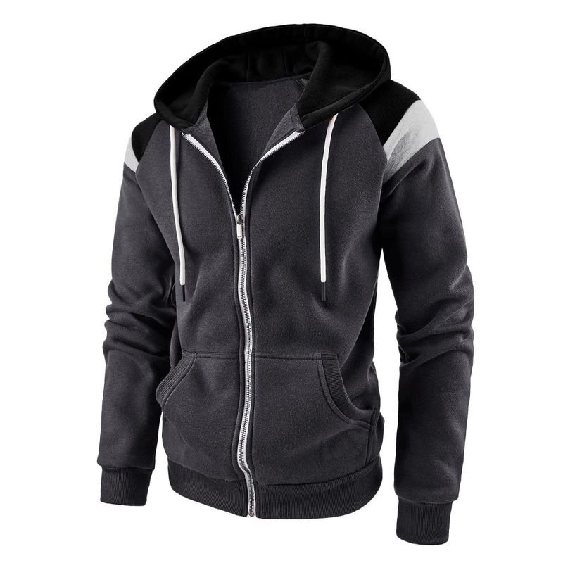 Men Color-Block Contrast Fashion Sports Hoodie Custom