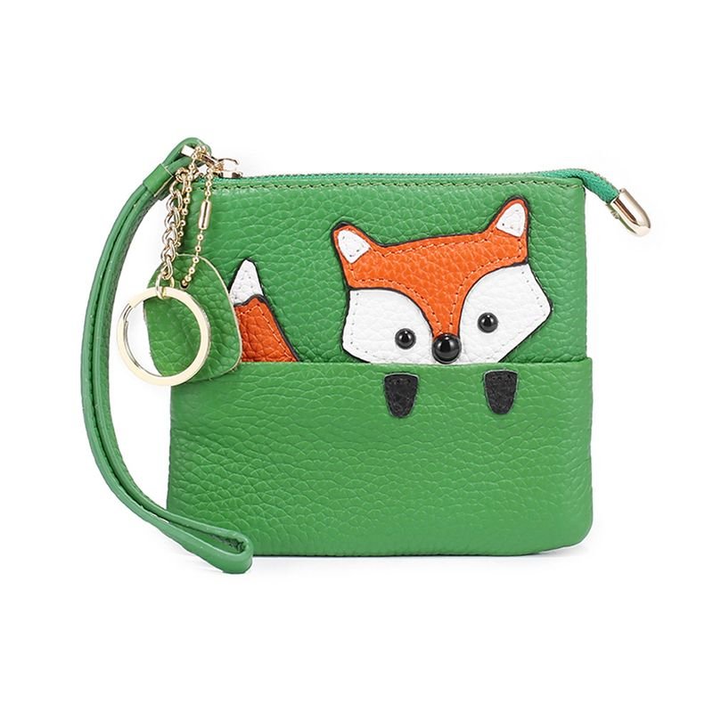 Cute Fox Design Women Genuine Leather Coin Wallet