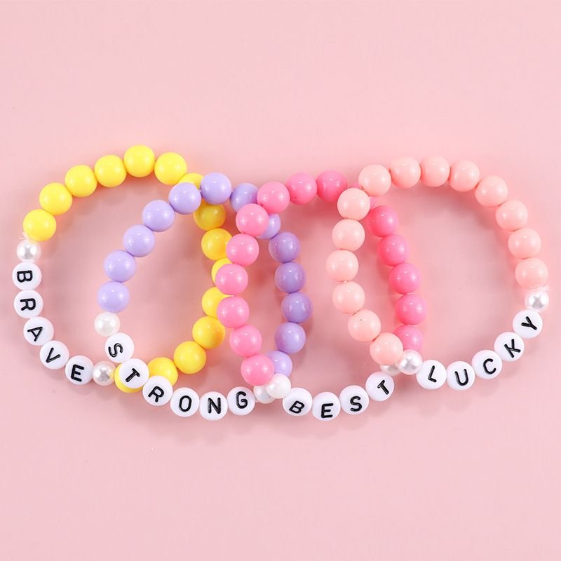 Kids Acrylic Bead Hand Beaded Letter Bead Bracelet Jewelry