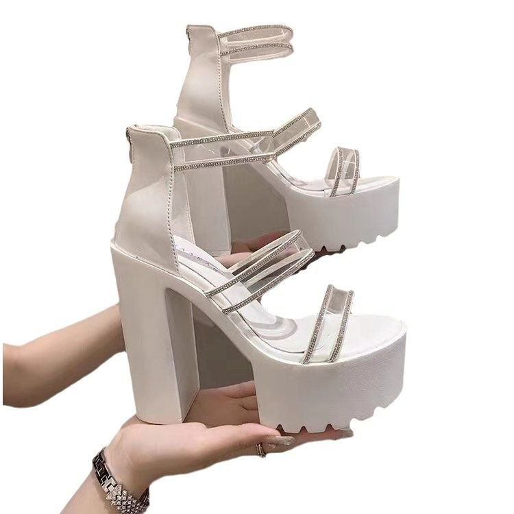 Women Fashion Transparent Platform High Heel Sandals