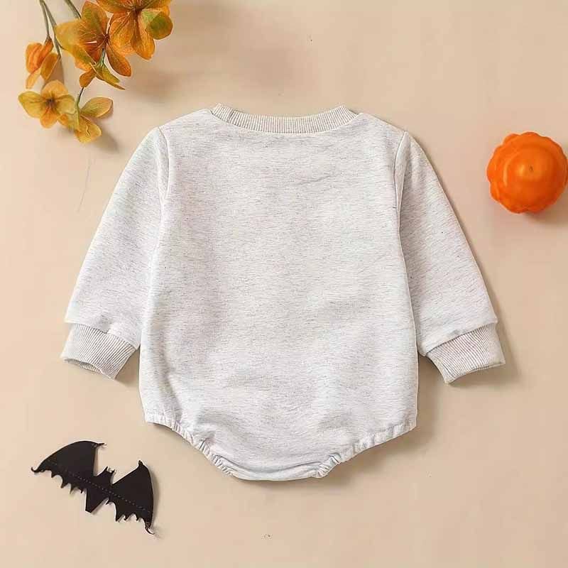 Kids Baby Boys Girls Casual Cute Thanksgiving Pumpkin Alphabet Embroidery Long Sleeve Romper