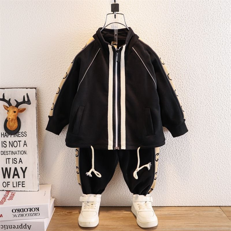 Kids Toddler Boys Spring Autumn Casual Sports Color Matching Long Sleeve Coat Pants Sets