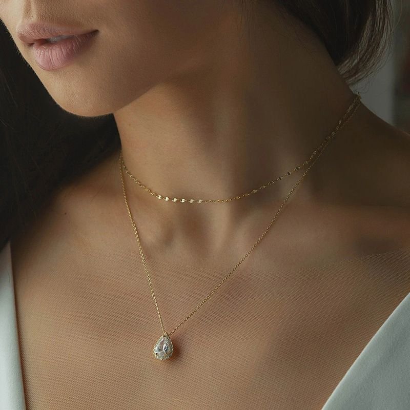 Women Fashion Simple Drop Shaped Zircon Back Body Chain