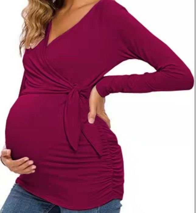 Pregnant Women Fashion Casual V-Neck Cross Breastfeeding Top