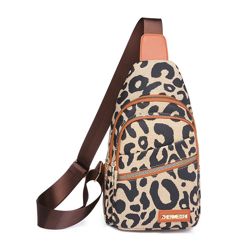 Women Fashion Leopard Print Zipper Chest Bag