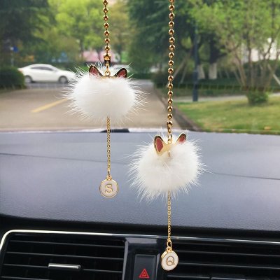 Creative Cute Letters Mink Hair Car Pendant