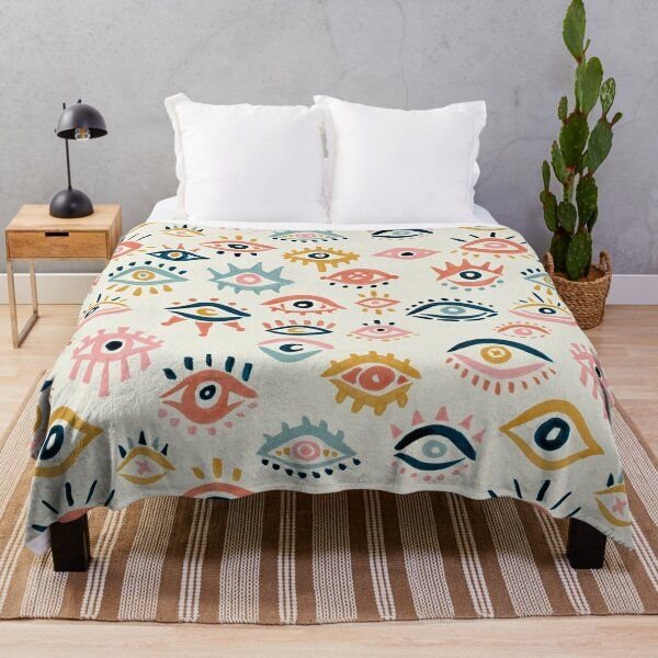 70X100cm Funny Evil Eye Theme Flannel Blanket