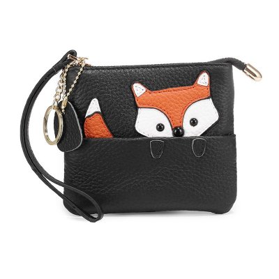 Cute Fox Design Women Genuine Leather Coin Wallet