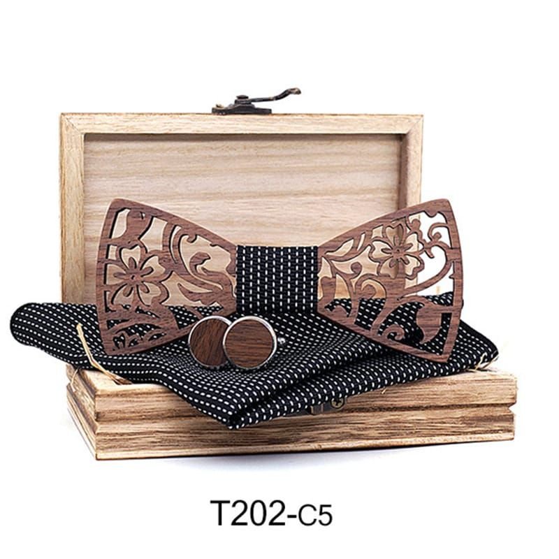 Fashion Hollow Design Bow Tie And Cufflinks Square Scarf Set