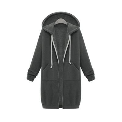 Autumn Winter Women Long-Sleeved Long Coat Pocket Hoodie Custom