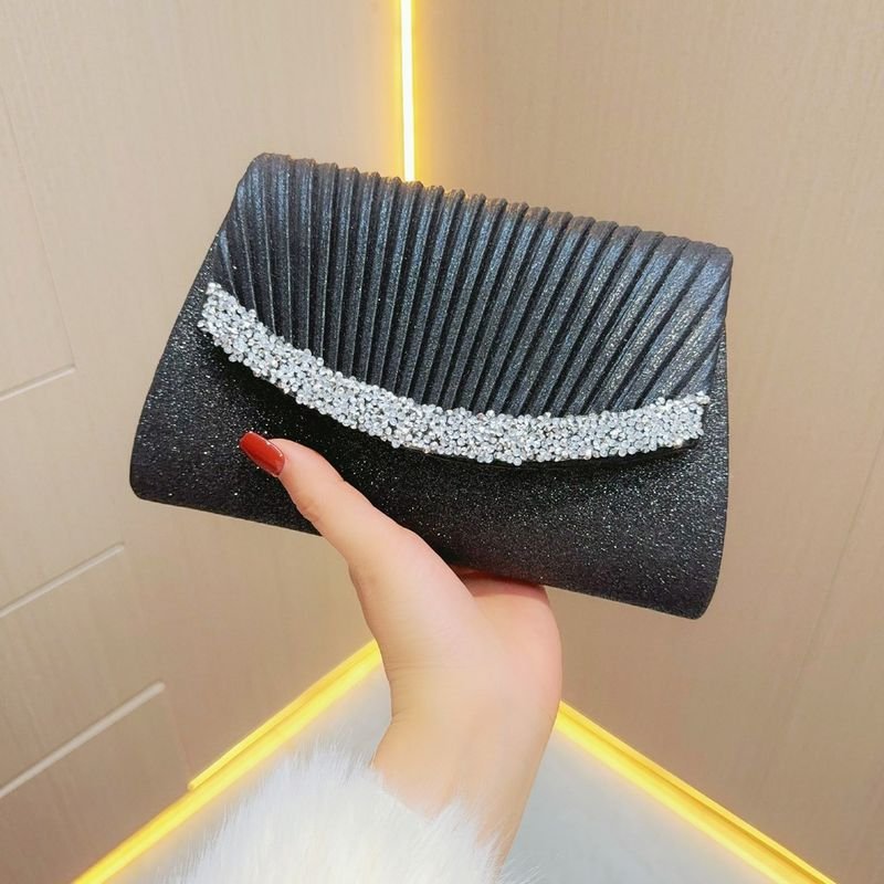 Women Fashion Square Flip Rhinestone Chain Evening Bag