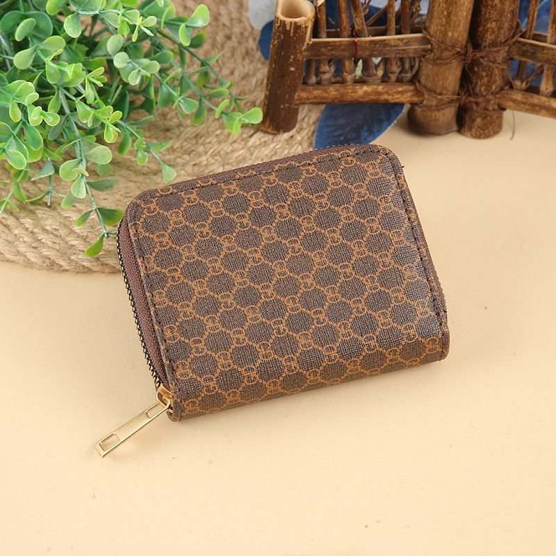 Women Simple PU Old Pattern Multi-Card Slot Mini Wallet