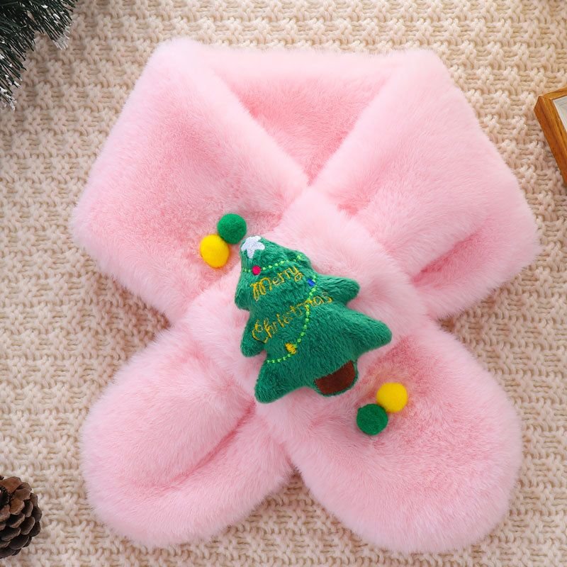 Kids Boys Girls Winter Casual Cute Christmas Cartoon Plush Scarf