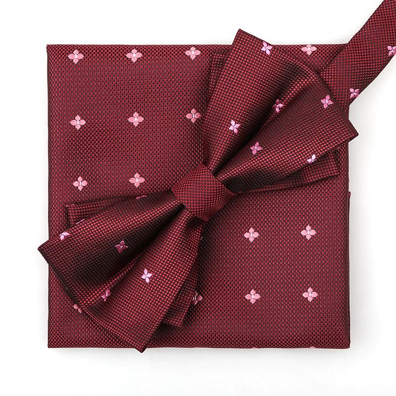 Men Fashion Business Banquet Triangle Bow Tie Pocket Towel Accessories Set