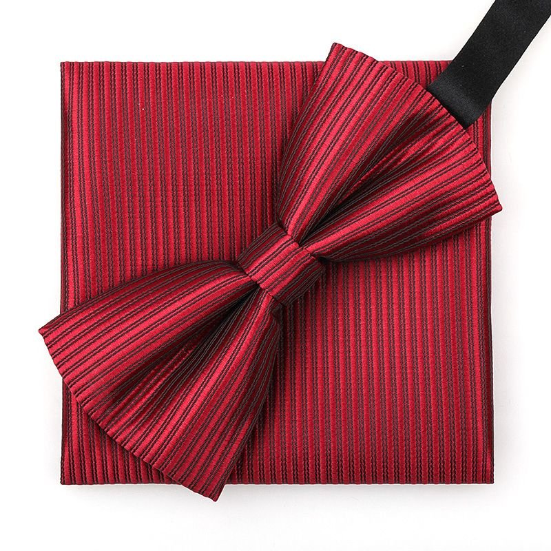 Men Fashion Business Banquet Triangle Bow Tie Pocket Towel Accessories Set