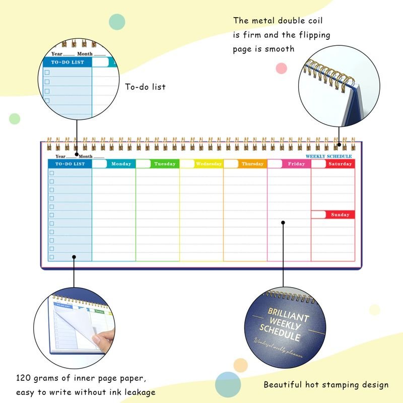 2025 English Long Strip Weekly Plan Simple Coil Sticks