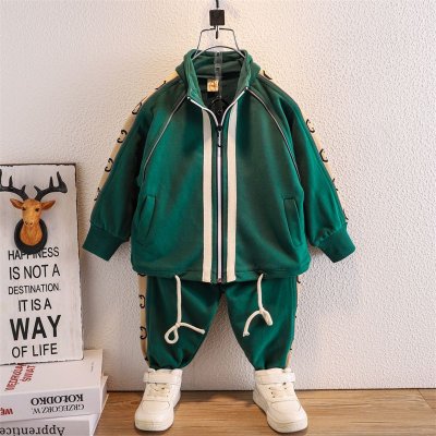 Kids Toddler Boys Spring Autumn Casual Sports Color Matching Long Sleeve Coat Pants Sets