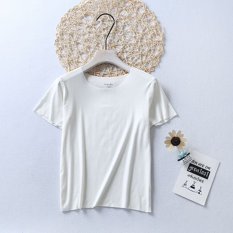 Summer Short-Sleeved Baby Crew Neck Loose Solid Color Modal Basic T-Shirt Custom