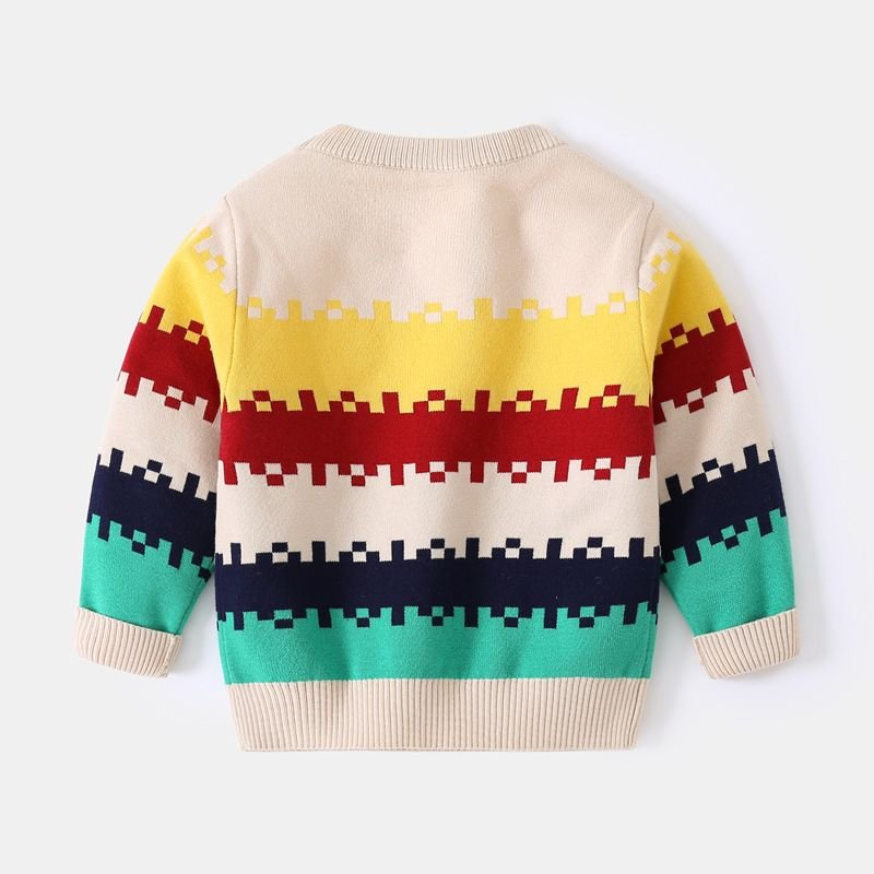 Kids Toddler Boys Fall Winter Casual Cute Color Matching Long Sleeve Knitwear Sweater