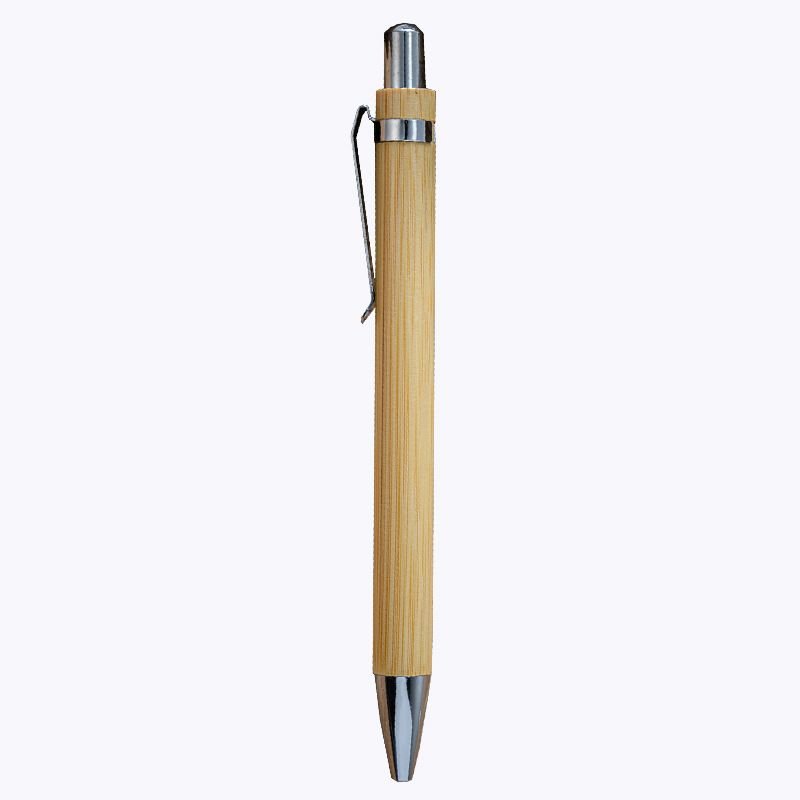 Simple Bamboo Push Ball-Point Pen