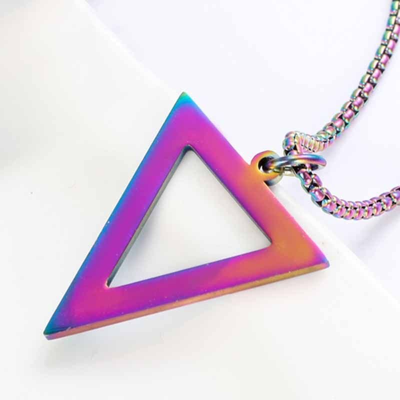 Men Fashion Casual Basic Triangle Stainless Steel Necklace