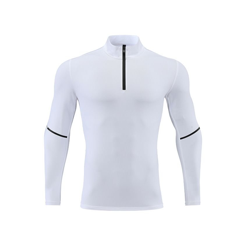 Men Casual Sports Basic Tight Half Zipper Plus Size Long Sleeve Training T-Shirt