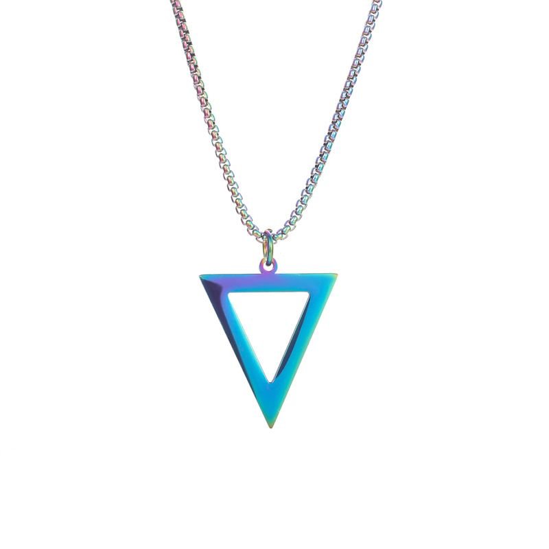 Men Fashion Casual Basic Triangle Stainless Steel Necklace